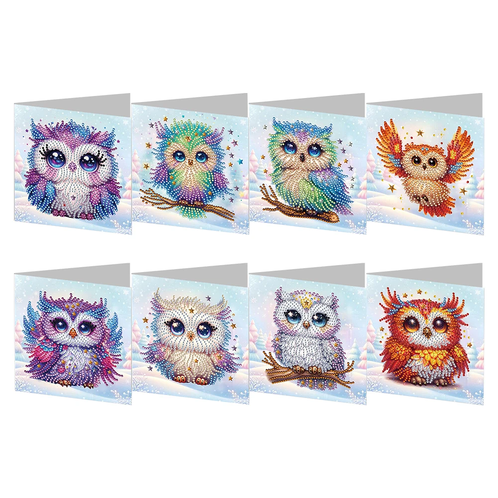 

6/8/9/12PCS DIY Diamond Painting Christmas Card New 2024 Christmas Claus Gifts Rhinestone Painting Card Kit Diamond Drawing Card