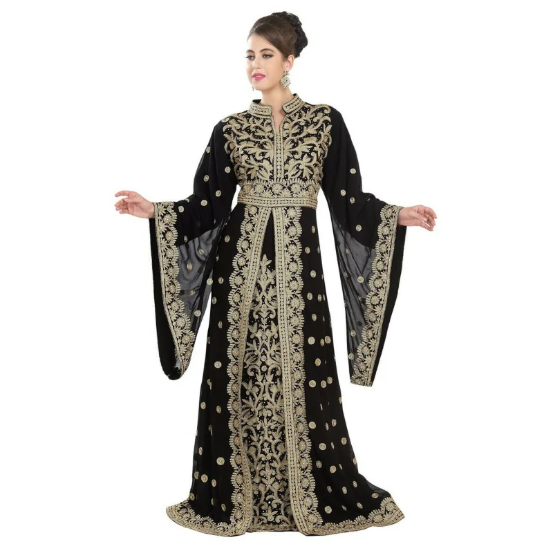 Black African Costume Bridesmaid Abaya Long Maxi Aari Dubai Long Shirt Women's European and American Fashion Trend