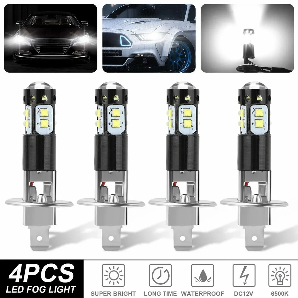 4PCS H1 LED Car Headlight 3200Lm 12V 24V 100W 6000K White High Low Beam Fog Lamps Light Bulbs Super Brigh Driving DRL Bulbs