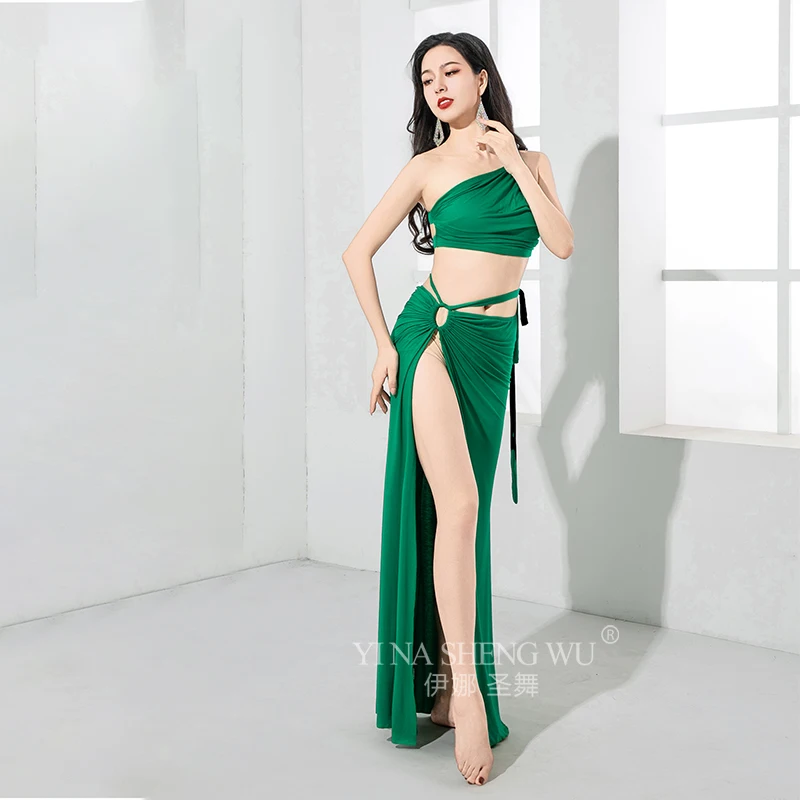 Oriental dance Practice Clothes Backless Padded Tank Top and Skirt Set Training Suit Set Adult Women Dancing Stage Performance