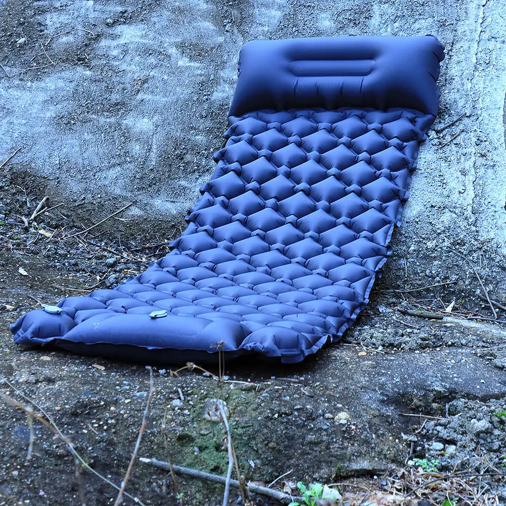 Inflatable Camping Bed With Integrated Pump Portable Sleeping Pad Lightweight Durable Waterproof Mat For Outdoor