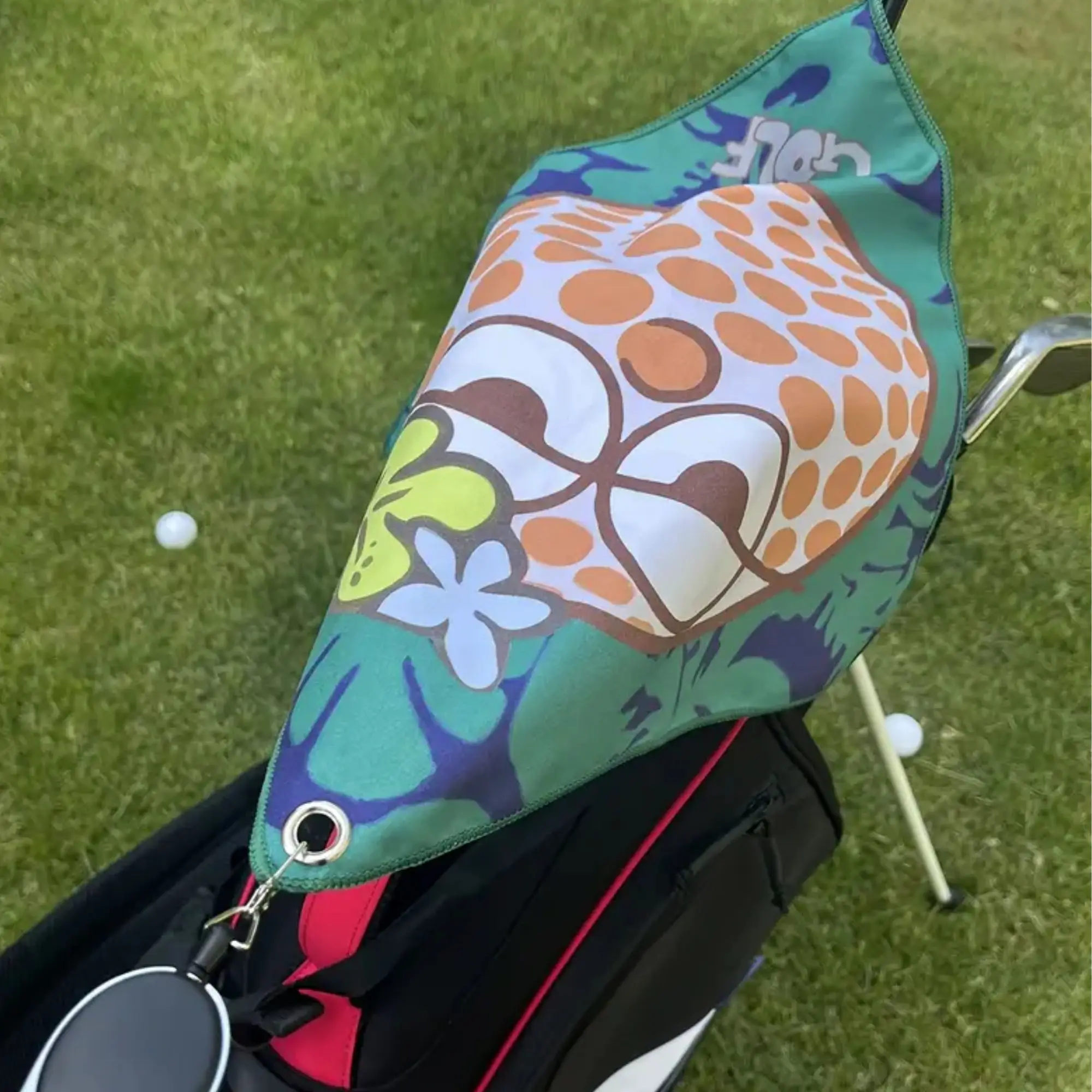 منشفة جولف جديدة عالية الجودة، طباعة على الوجهين، خطاف قابل للسحب، سريع الجفاف، قابل للغسل في الغسالة، مناسبة لحقيبة الجولف #5