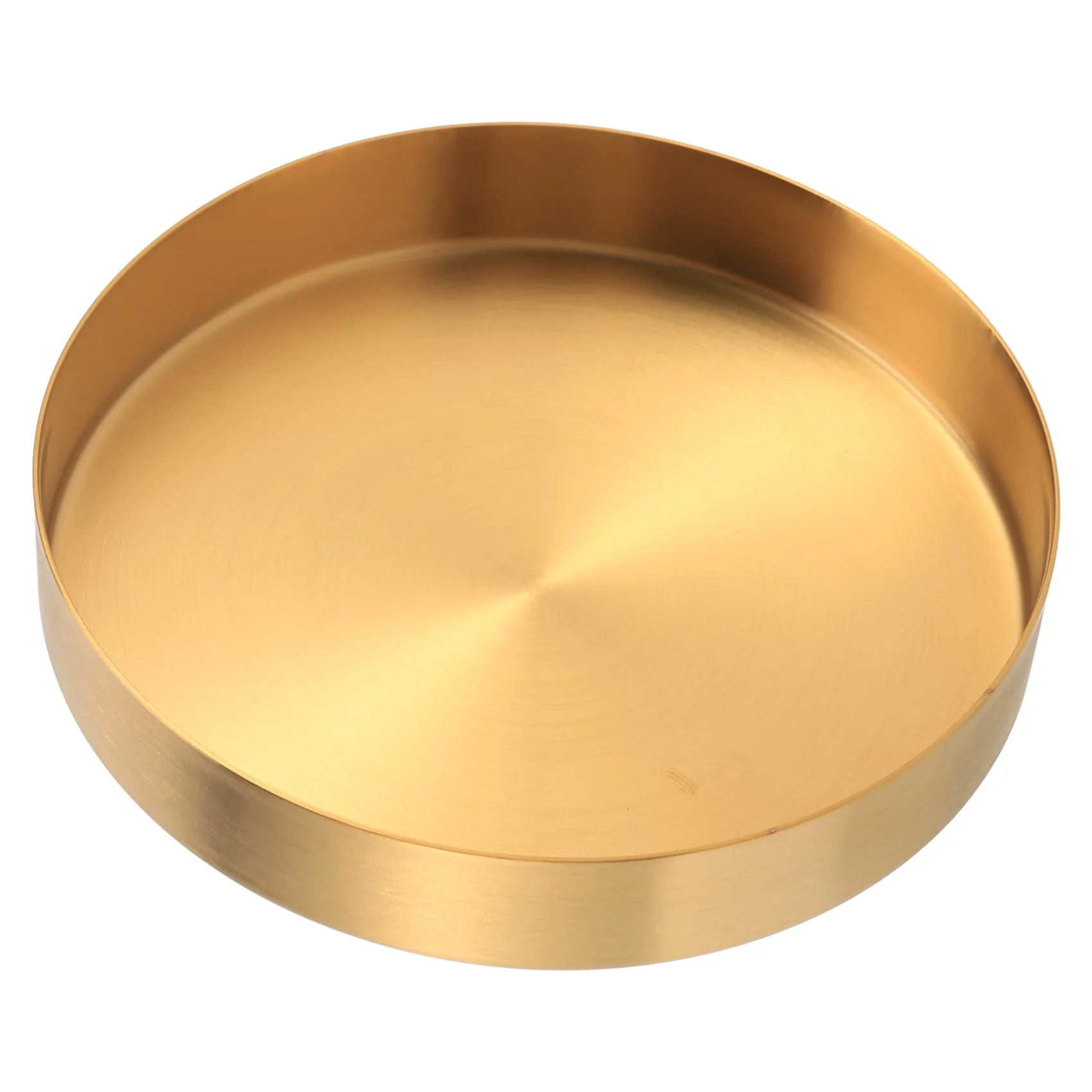 Round Gold Tray,Metal Decorative Tray Makeup Tray Organizer for Vanity,Bathroom,Dress,Matte Brass Finish, 4.9 Inch