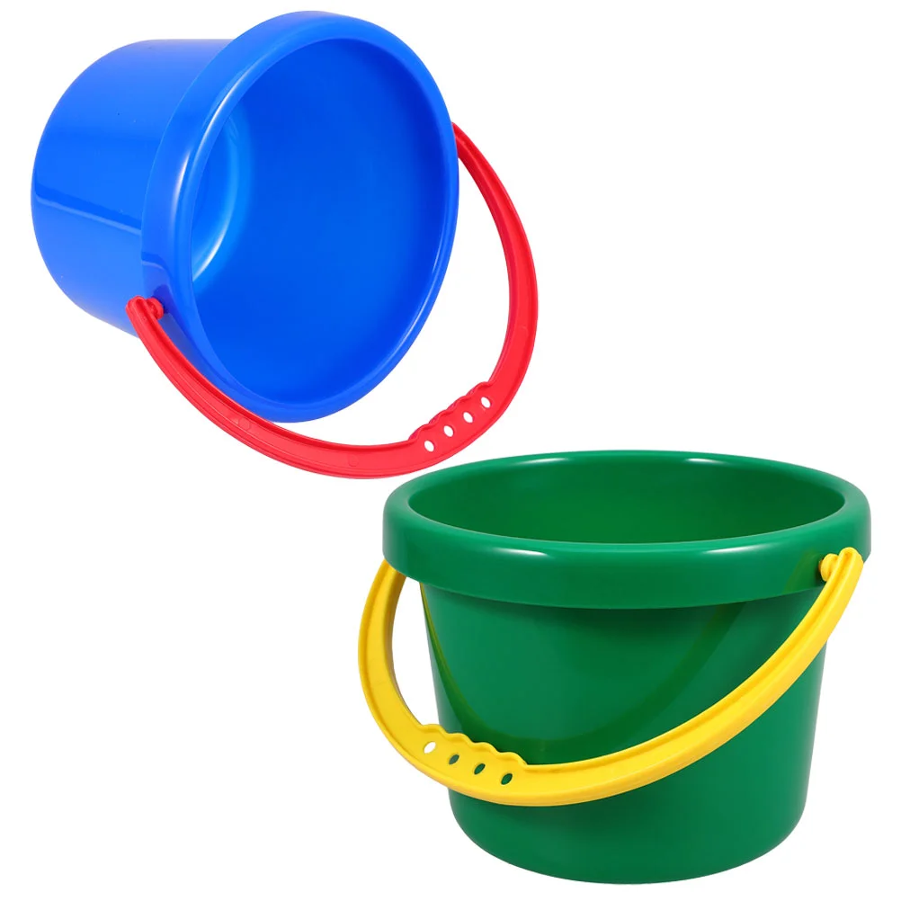 

2 Pcs Beach Toy Bucket Playing Sand Pails Portable Toys Buckets Small Supply Digging Take Bath Outdoor