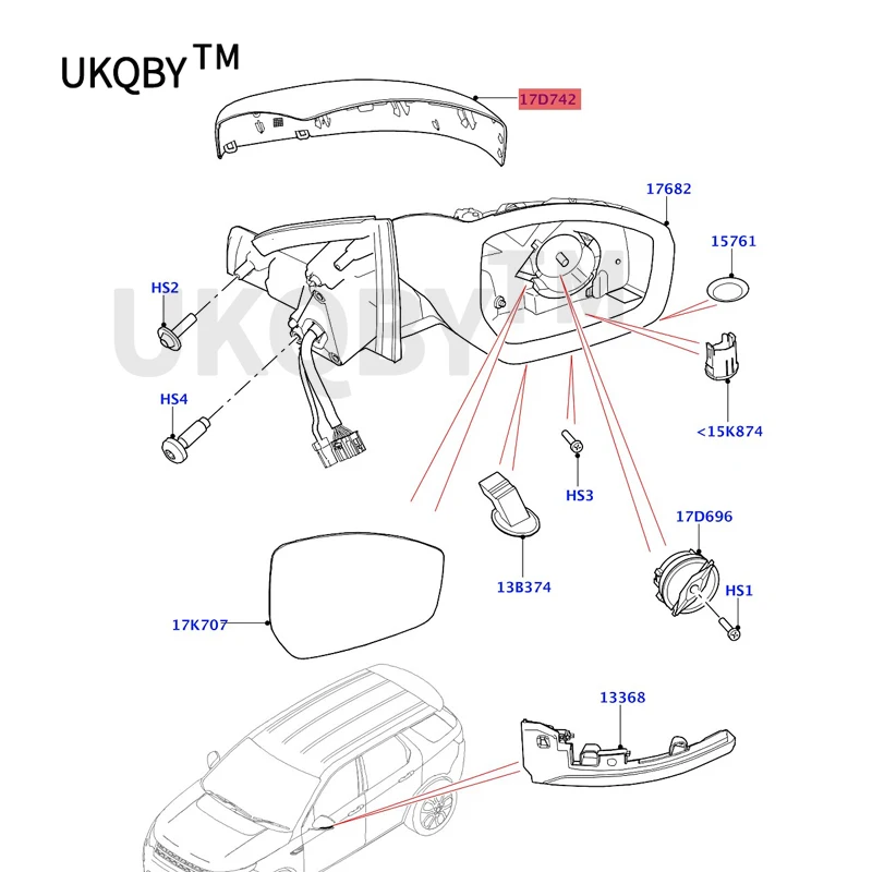 La nd Ro ve r Ra ng e Ro ve r Ev oq ue 2012 Exterior rear-view mirror Cover - Mirror Housing