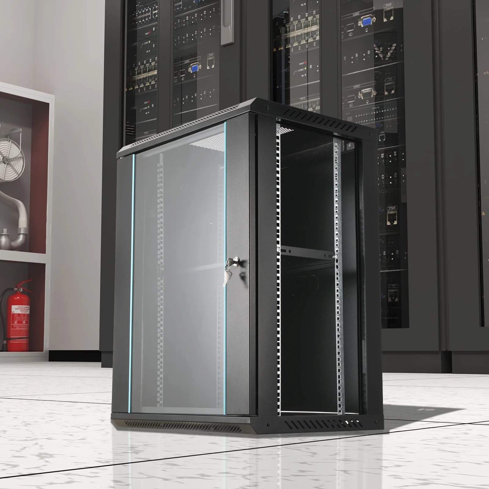 

Multifunctional Network Server Cabinet 15U Floor Standing/Wall Mounted Server Enclosure Microdata Center Office