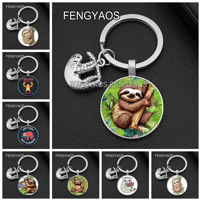 Cute Sloth Keychains for Door Climbing Tree Animal Keychain for Key Purse Bag Keyring Gift for Kids