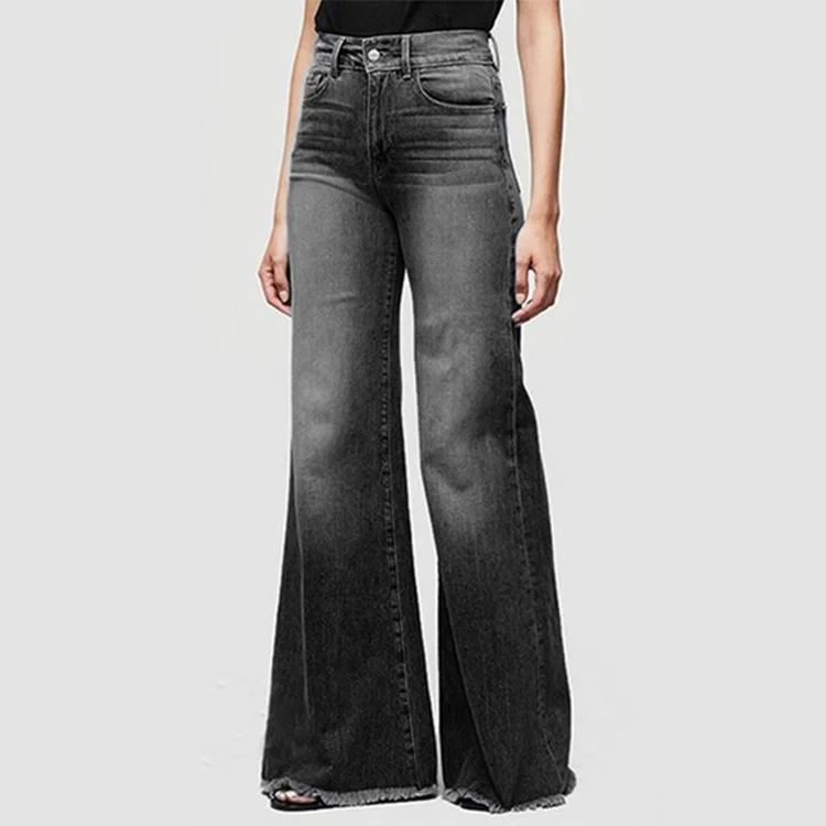 Jeans For Women Fashion Hot Girls High Waisted Loose Flared Pants Autumn Retro Casual Commuting Wide Leg Trousers