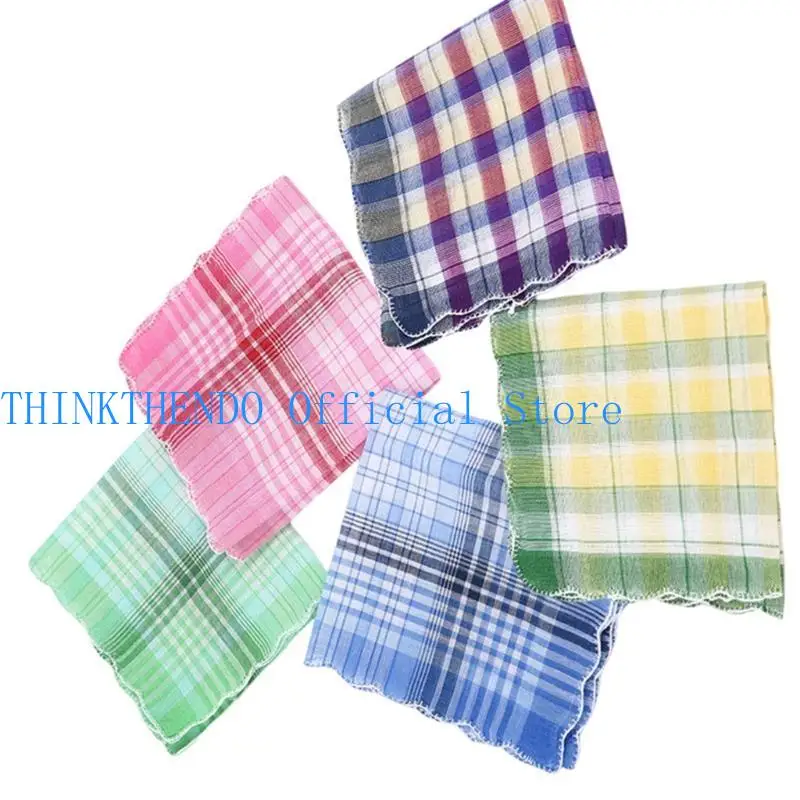 

39BB 28x28cm Plain Handkerchief for Adult Casual Use Pocket Cloth Soft Breathable Square Handkerchief Towel for Adult 5PCS