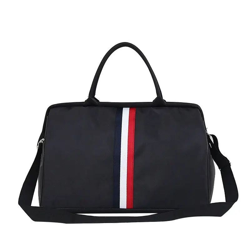 Bolsas de viaje para hombre y mujer, Bolsos de mano grandes, impermeables, portátiles, plegables, Unisex, paquete de viaje a rayas, venta al por mayor