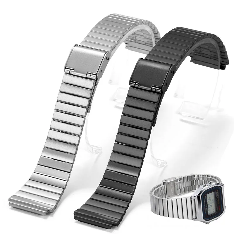 Metal Strap for Casio F-91W/A158/A159/A168/A169/B650/AQ230 /AE500W 18 20mm Universal Stainless Steel Slim Ultra-thin Watch Band