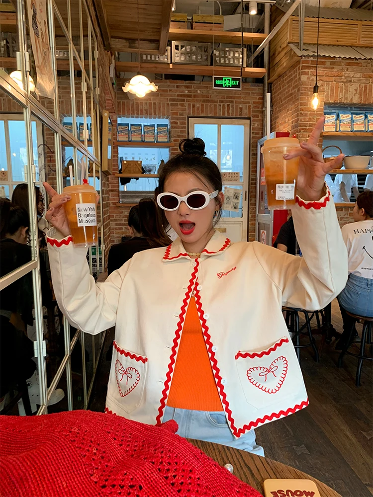 

Spring 2025 Women's Embroidered ort Jaet New Arrival Design Sensation Cotton Long Sve Button Front Casual Outerwear