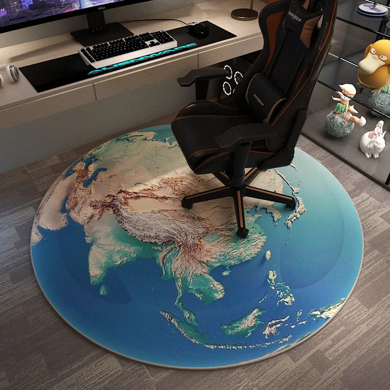 Planet Round Carpet – Non-Slip Swivel Chair Mat for Office, Study & Kids Bedroom, Floor Rug for Home Decorating