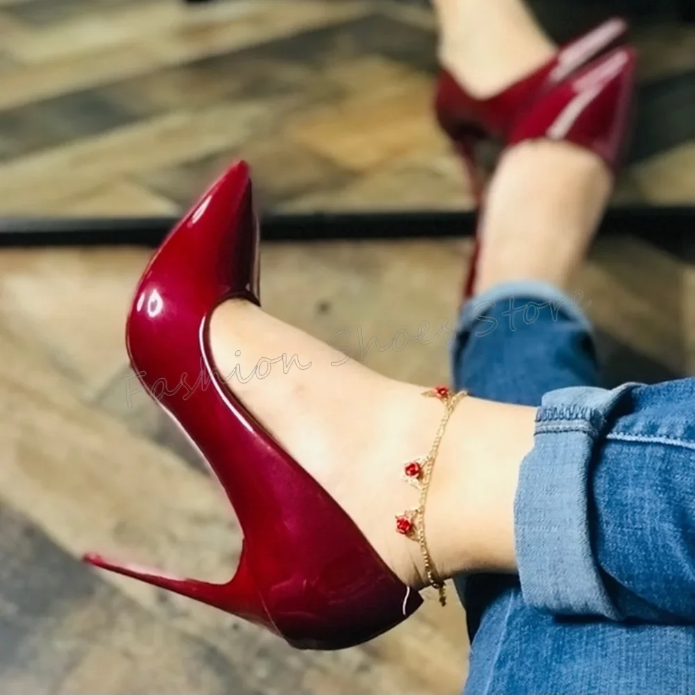 

Red Patent leather Pointed Toe Pumps Fashion Stilettos High Heels High Heel Shoes for Women Heels 2025 New Zapatos Para Mujere