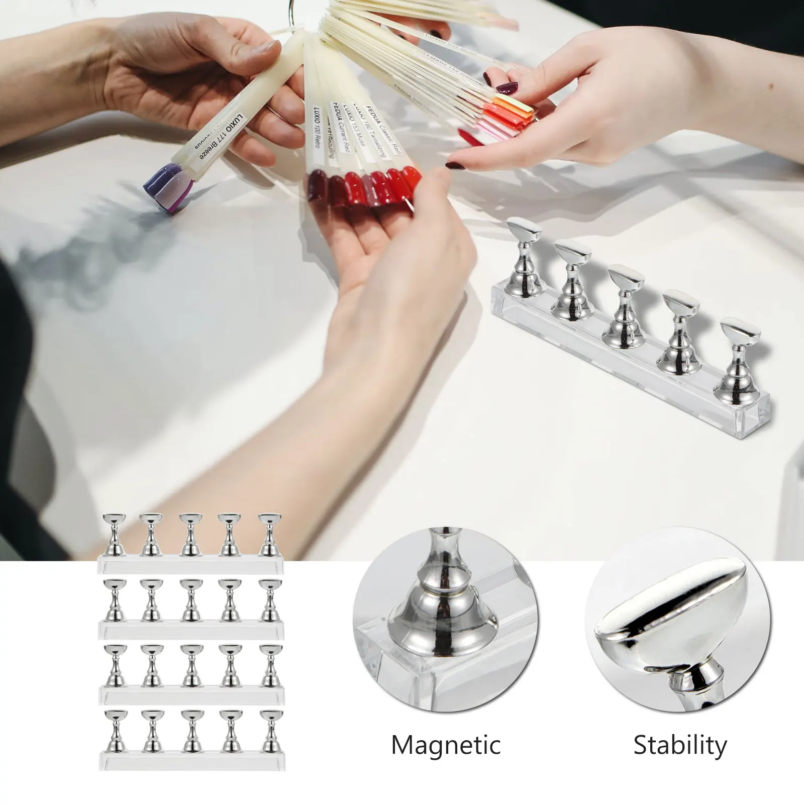 

4 Pcs Acrylic Display Stand Show Rack Manicure Practice Bracket Nail Art Storage Holder Artificial