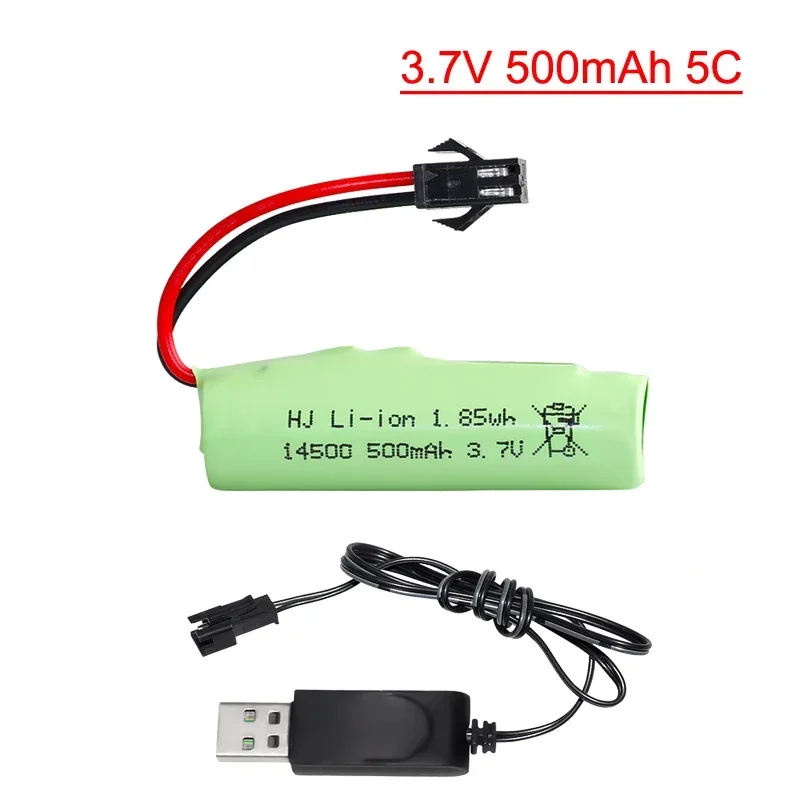 

3.7V 500Mah with Charger 14500 Lipo Battery for Voor DE35 DE38 Dubbelzijdig Rc Tumbling Stunt Afstandsbediening Controle Auto