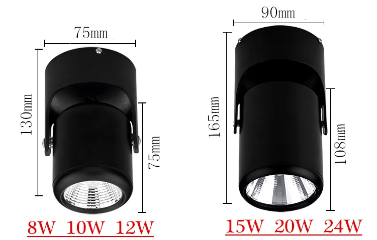 White Black Dimmable Rotating LED Downlights Surface Mounted Adjustment COB AC85-265V 8W 10W 12W 15W LED Ceiling Lamp Spot light