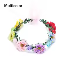 Fashion Bohemia Garland Rose Flower Crown Women Headbands Adjustable Ribbon Girls Floral Wreath Bridal Halo Hair Accessories - AliExpress 200000297
