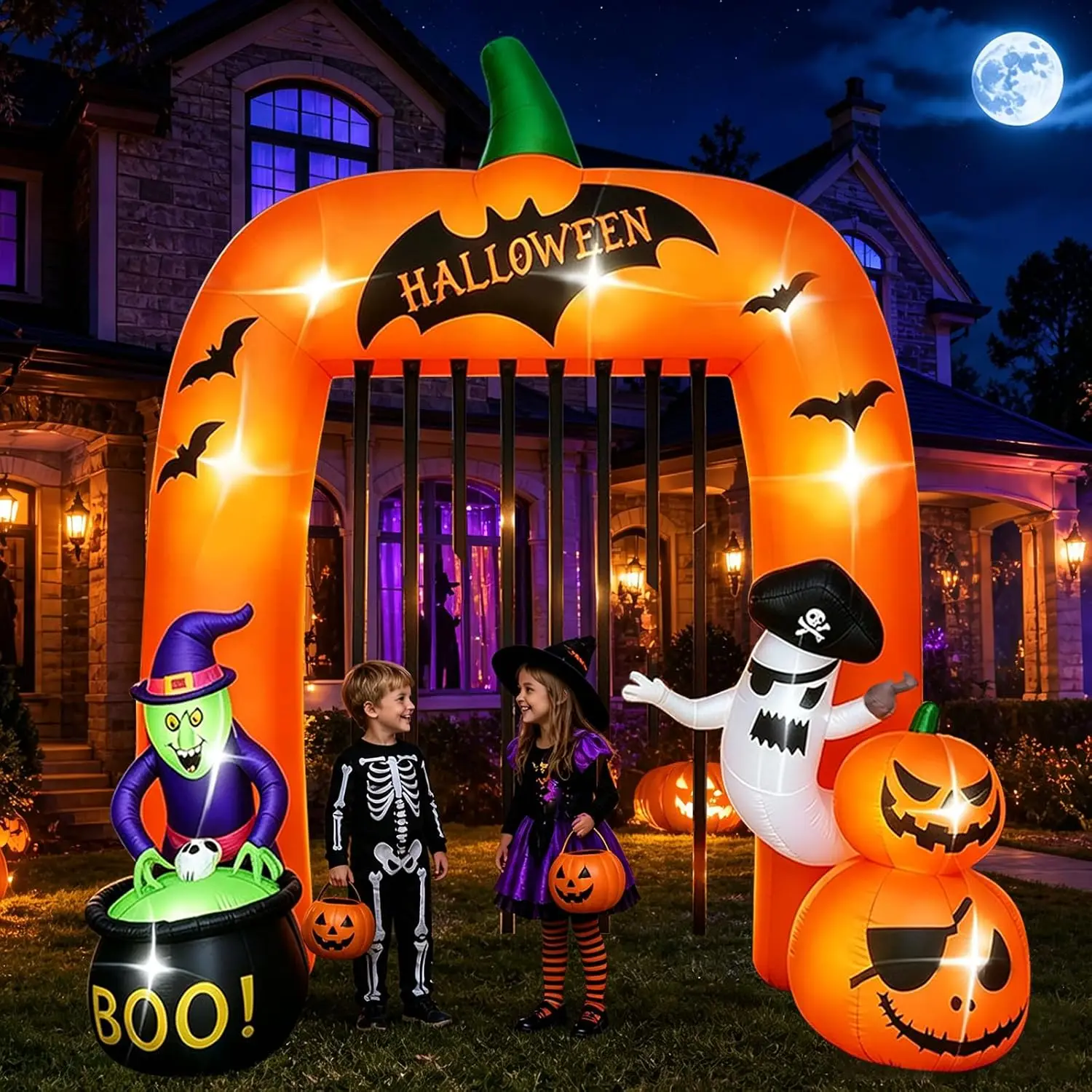 12FT Halloween Inflatable Archway Decoration for Halloween Party Outdoor | Blow Up Yard Outdoor Decorations, Pumpkin Ghost Witch