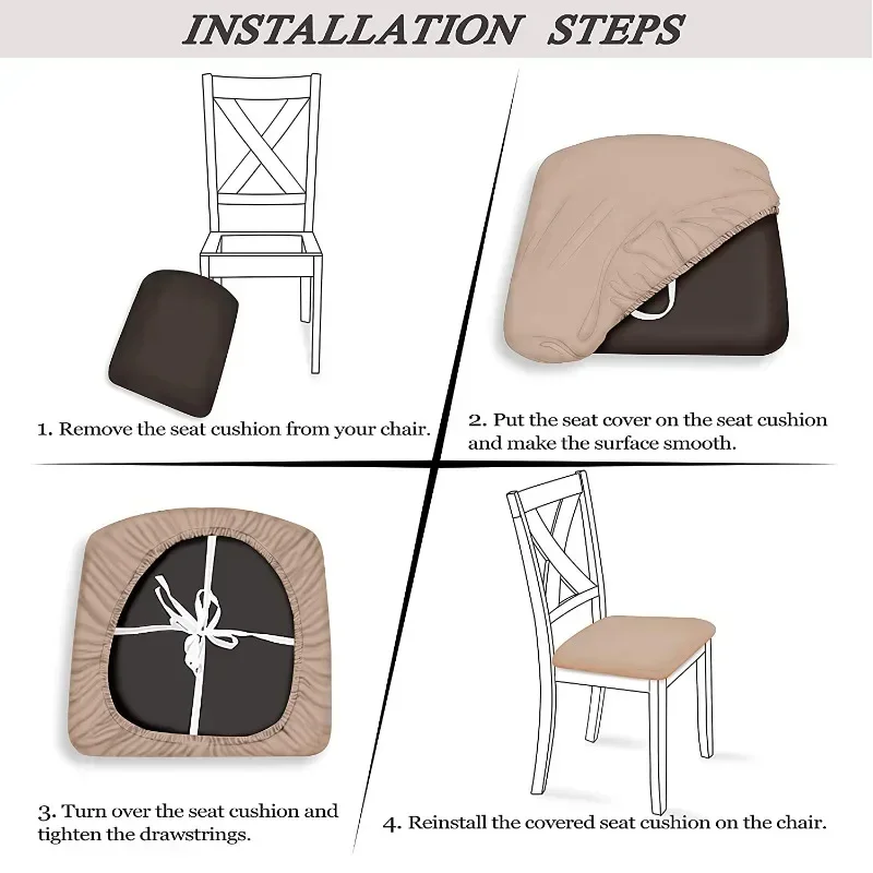 2024 Water-repellent Elastic Cushion Chair Cover Universal Chair Straps Cushion Cover Without Backrest Seat Cover Home Textile