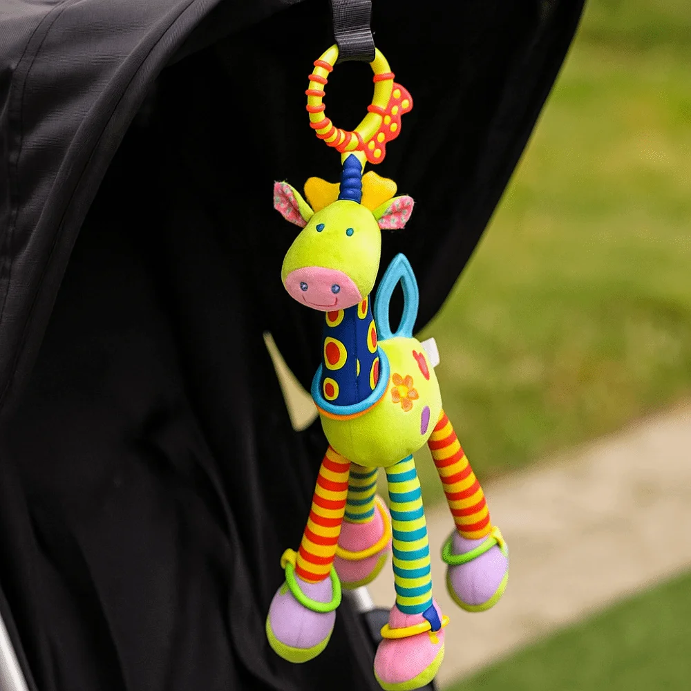 PP Cotton Giraffe Animal Handbells Plushies Early Education Newborn Giraffe Rattles Soft Cartoon Animal Rattle Teether