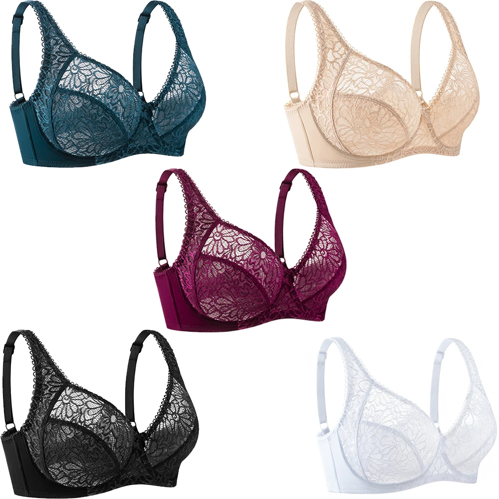 

Plus Size C D DD E F Large Cup Bras For Women Brassiere Sexy Lace Exquisite Lingerie Femme Underwear BH Tops