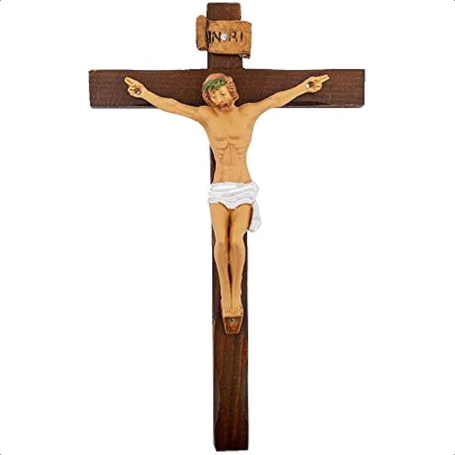 

VILLAGE GIFT IMPORTERS Resin Wall Crucifix Jesus Nailed to the Cross Figure 5 Sizes Hang Above Door for Protection Christian Ho