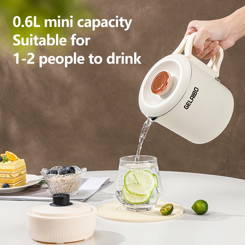 Chaleira elétrica dobrável GELAIBO, chaleira portátil para viagem, chaleira elétrica de aço inoxidável 304, dupla camada, multifuncional.