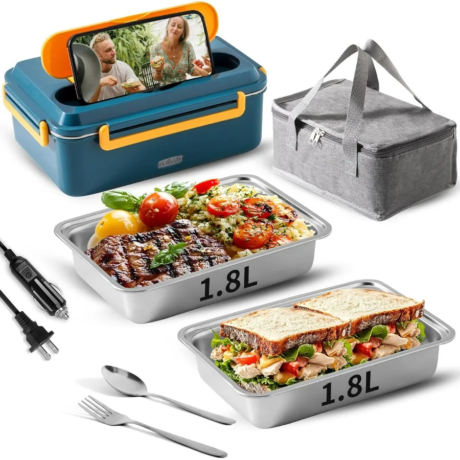 

Электрический ланч-бокс большой емкости 1,8 л для взрослых с подогревом, коробка для бенто с 12 24, 110 В, совместимость для использования в автомобиле, грузовике, офисе, дома a