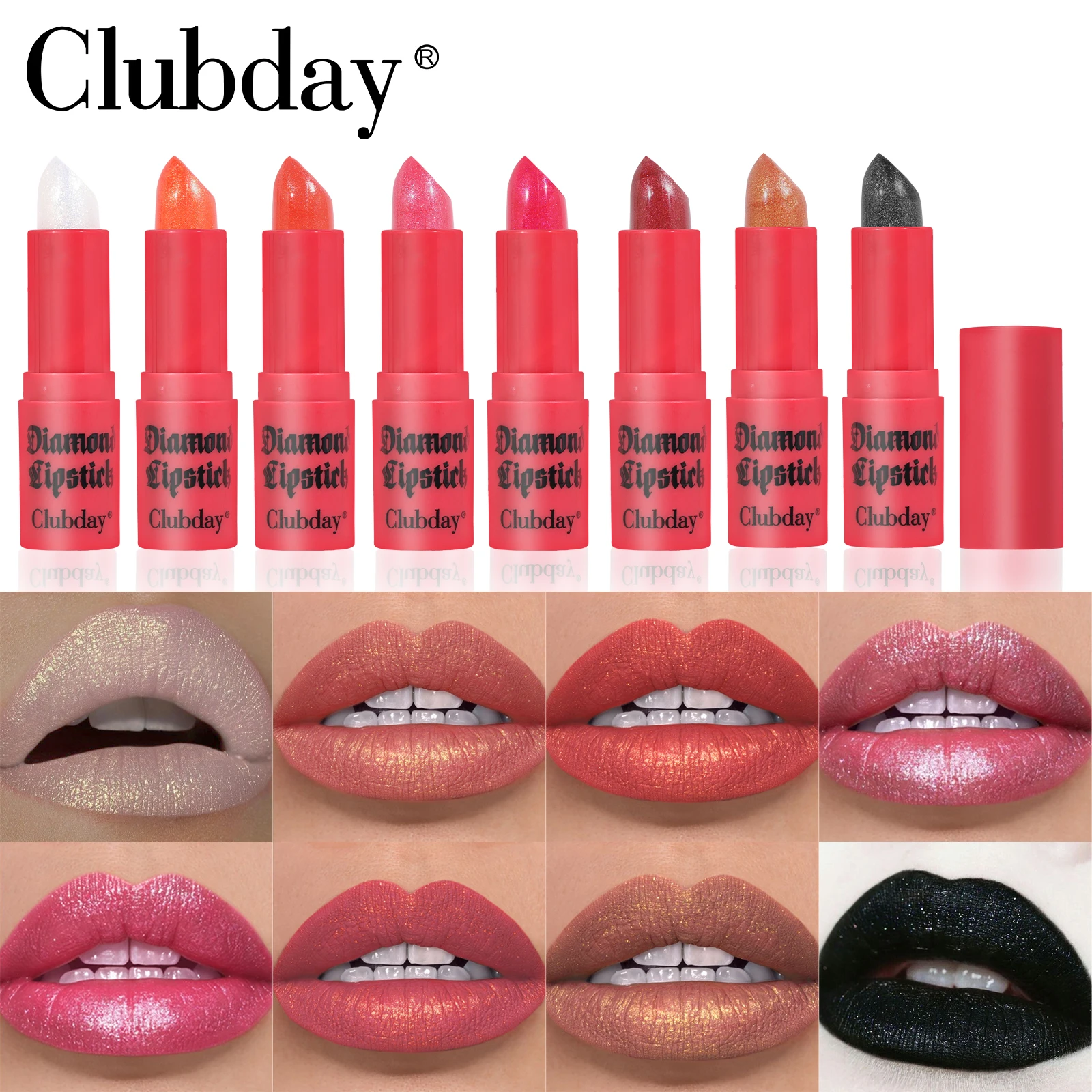 Clubday New Black Velvet Lipstick Lasting Colored Pearl Lipstick 8 Color Women's Cosmetics Daily Portable Makeup