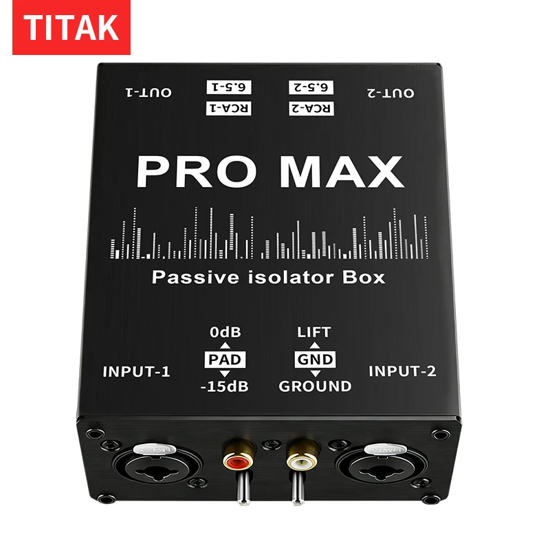 6.35 to XLR Stereo Professional Noise Reduction Audio Isolator DI Box for Live Streaming Guitar Sound Card Eliminator