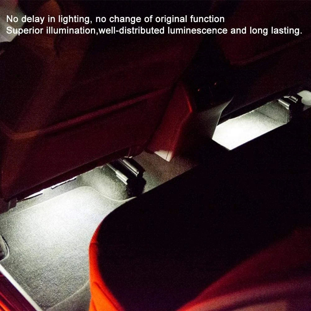 ไฟเก๋งไฟที่วางเท้า LED 4ชิ้นพร้อมสายรัดสายไฟเหมาะสำหรับ A4 A3 Audi 4E0947415A A5 A6 A7 A8 Q7 Q5 Q3