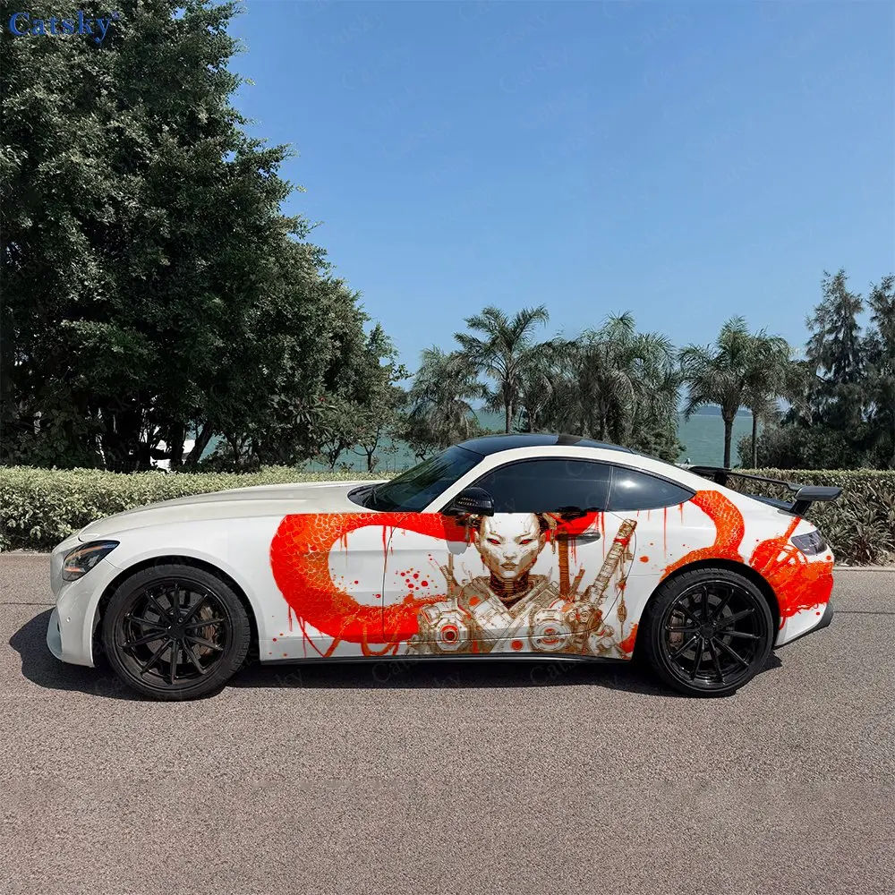 2pcs Cyber Geisha Realm, Durable, Fade-resistant, Enhance Vehicle Aesthetics With Bold Artistic Design Car Vinyl Wraps