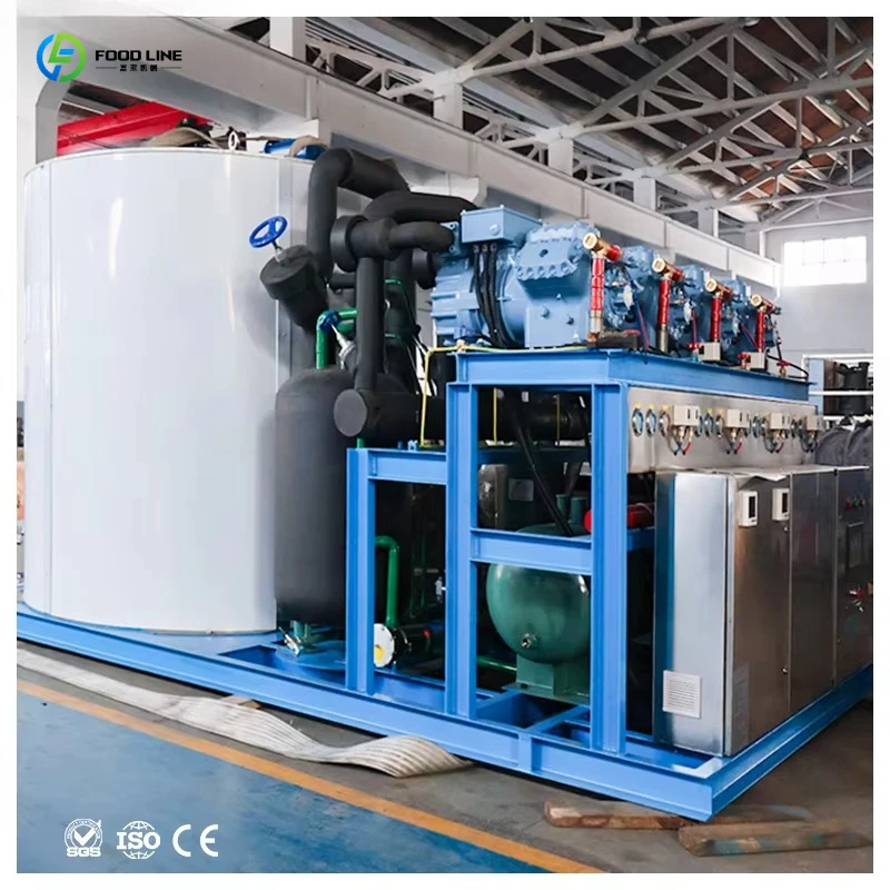 FL Industrial Flake Ice System Commercial 15-30 Ton/Day With Automatic Ice Storage for Seafood Processing