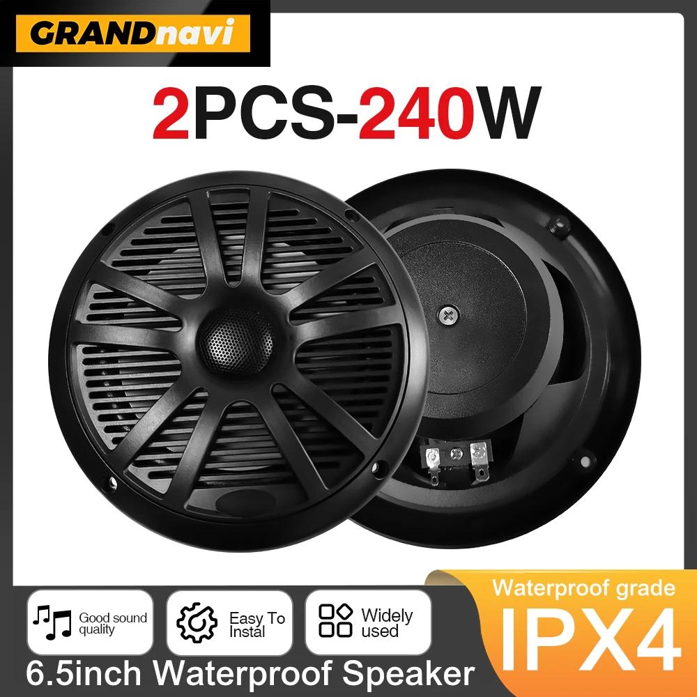 6.5 Inch Marine Speakers 120W Waterproof Weather Resistant Stereo Boat Speakers for Yachts Golf cart ATV UTV RV Ship Sauna