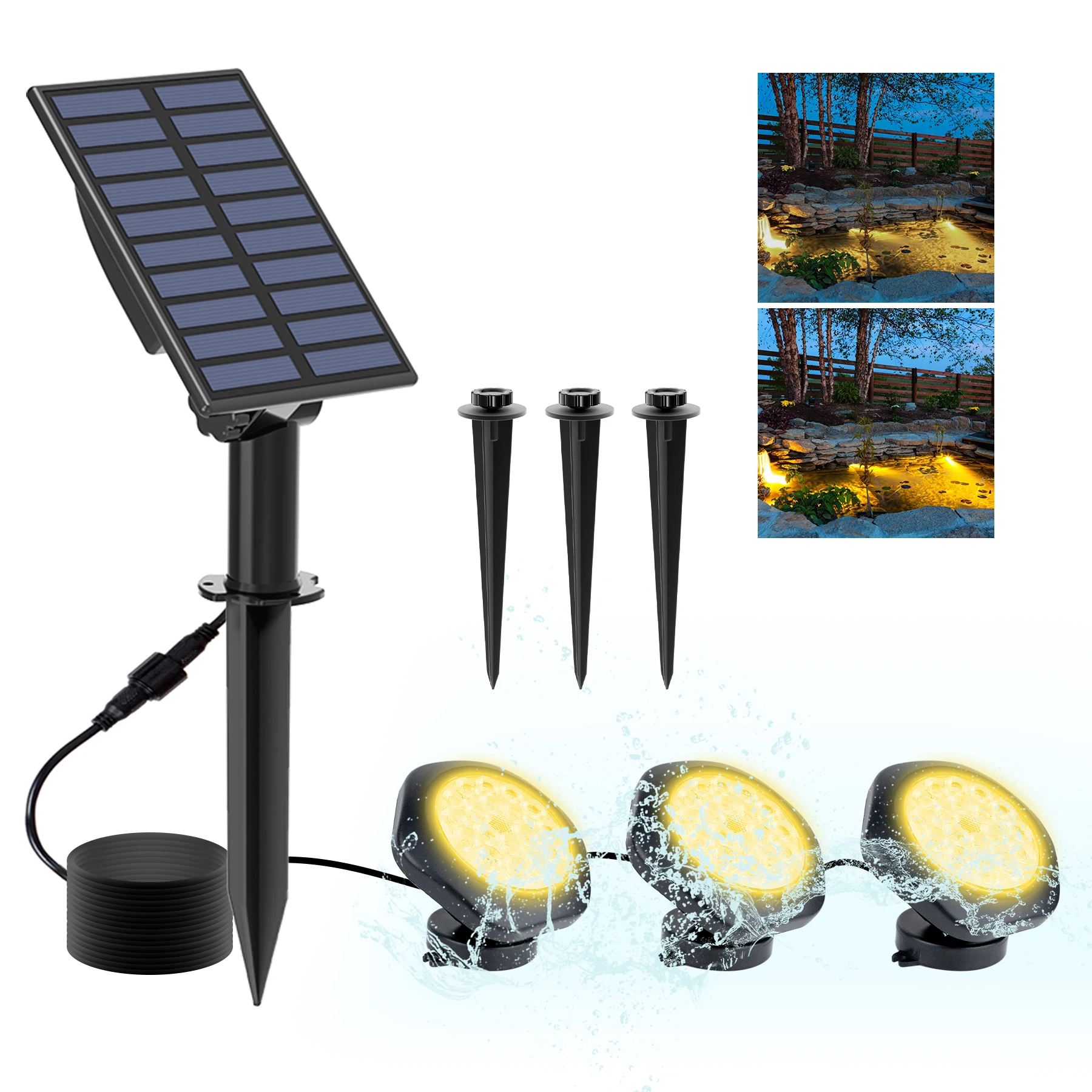 Imagem -04 - Lâmpada Solar Subaquática para Decoração de Tanques Rgb Iluminação Exterior Holofotes Fonte Aquário Piscina Lagoa Impermeável