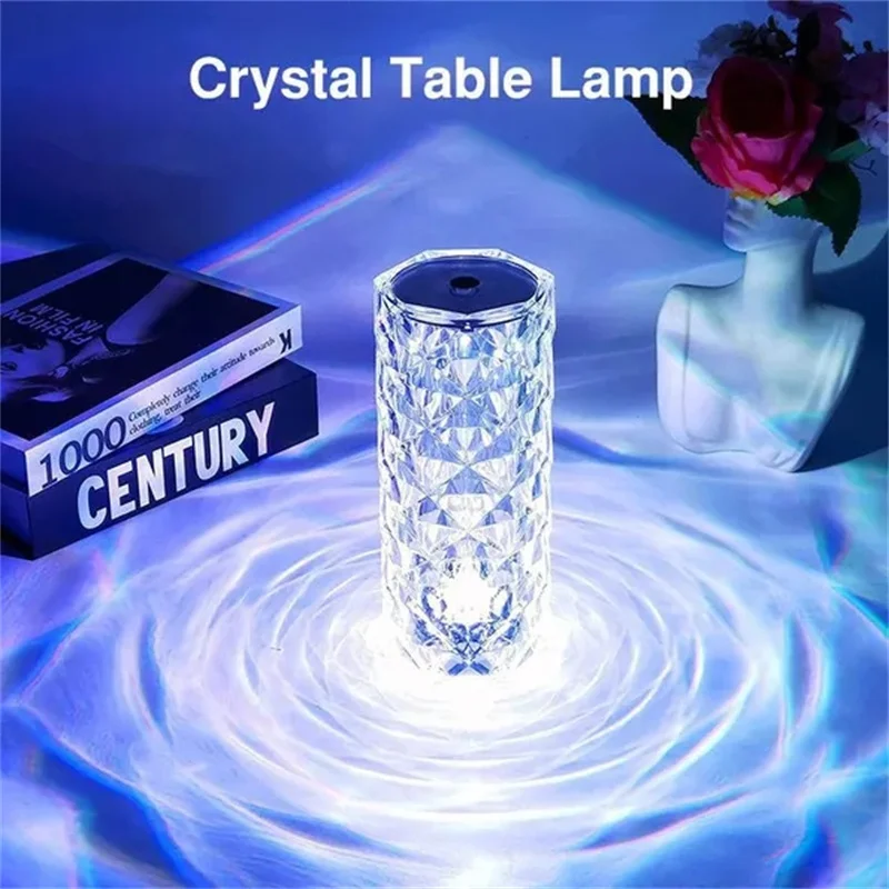 Crystal Table Lamp 16 Colors USB Touch Lamp LED Romantic Diamond Atmosphere Light Christmas Room Decoration Crystal Night Light