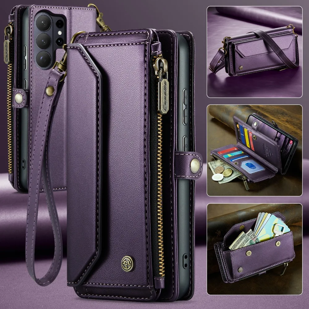 

S26 Ultra 5G 2026 Leather Wallet Case Crossbody Storage Compartment Phone Bag for Samsung Galaxy S26 Ultra S 26 Plus Flip Cover