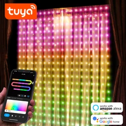 Tuya WIFI/Bluetooth Musik Bunte Vorhang LED Licht Girlande USB Girlande Wasserdicht Fairy Lichter Schlafzimmer Weihnachten Dekoration