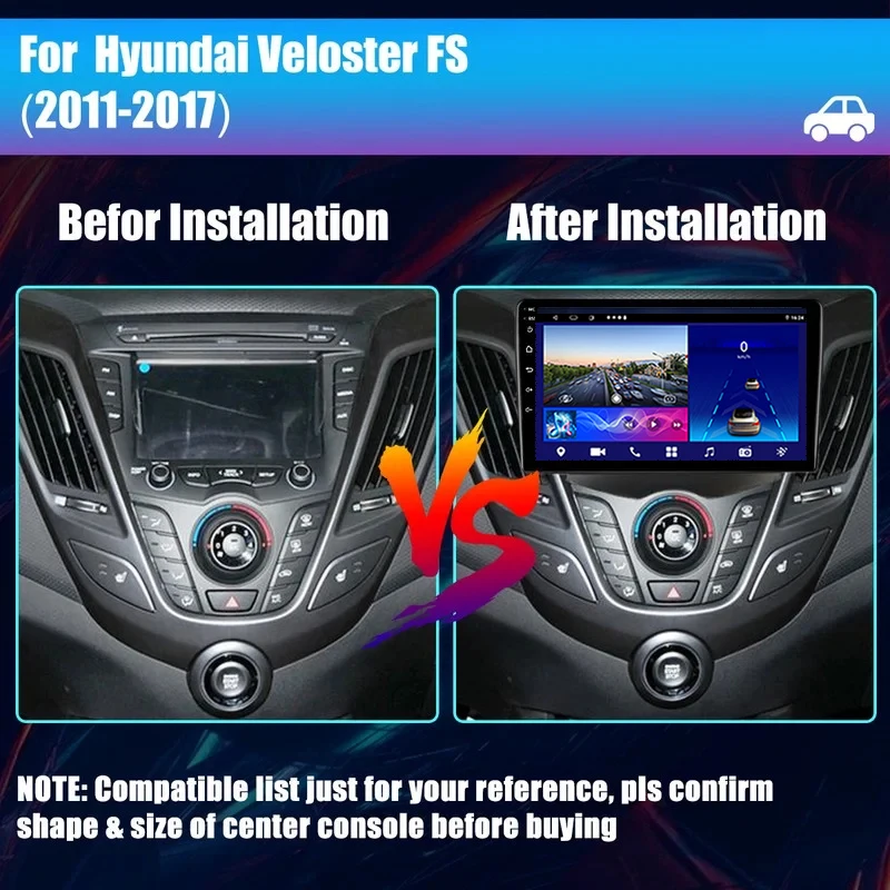 9 Inch Android 13 For HYUNDAI VELOSTER FS 2011-2017 Car Radio Multimedia Video Player 5G DVD Wifi CPU Navigation Stereo Receiver
