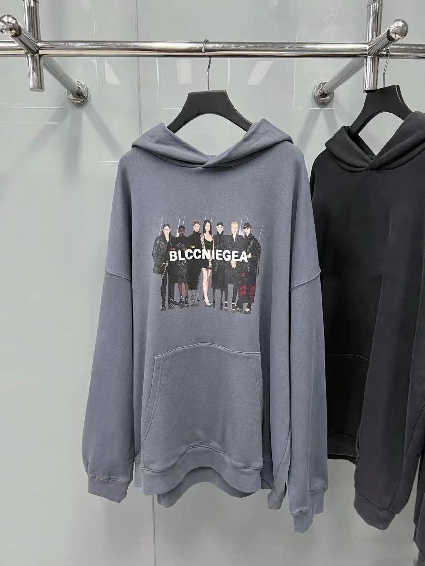 

BLCCNIEGEA Premium High-Quality Fashion Trend Letter Print Pullover Hoodie Loose Fit Cotton Paris B Hoodie Unisex