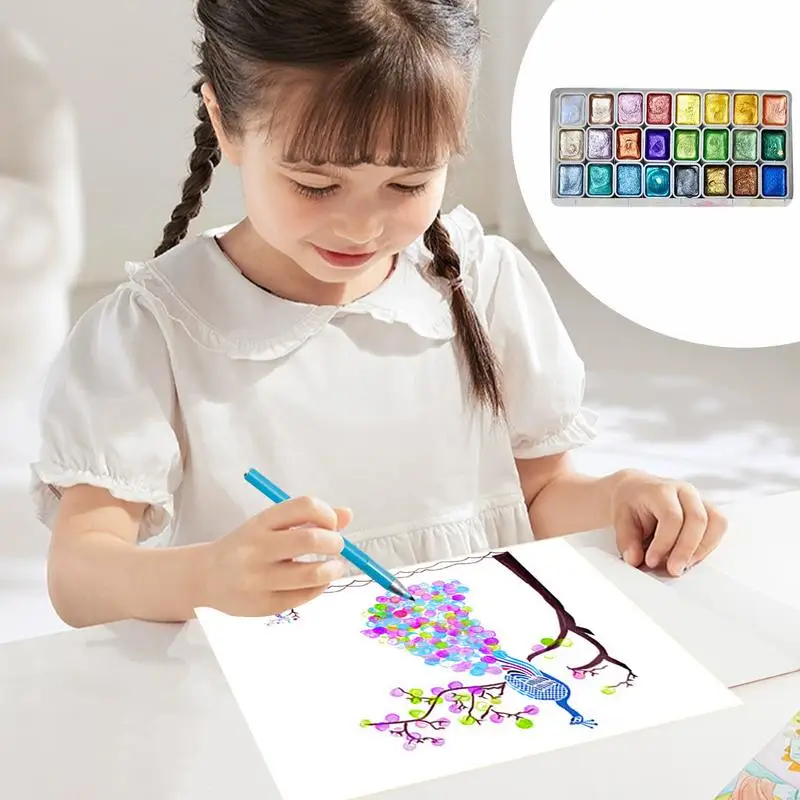 Juego de pintura de acuarela nacarada, Kit de paleta para pintar, manualidades finamente molidas, Kits de pintura para profesionales
