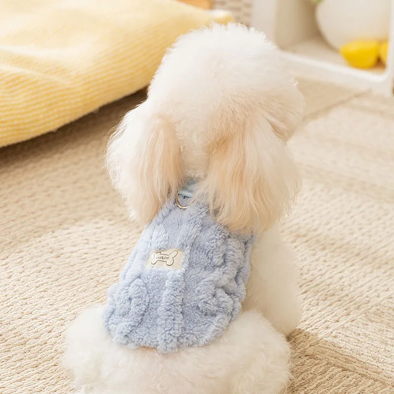 Simple Pet Fleece Sweatshirt Dog Autumn and Winter Comfortable Warm Clothes Teddy Bichon Frise Two Legged Clothes Puppy Pullover