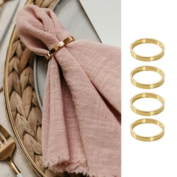 4PCS Alloy Metal Simple Napkin Rings Gold Silver Napkins Holder Buckle for Home Kitchen Dinner Wedding Table Decor