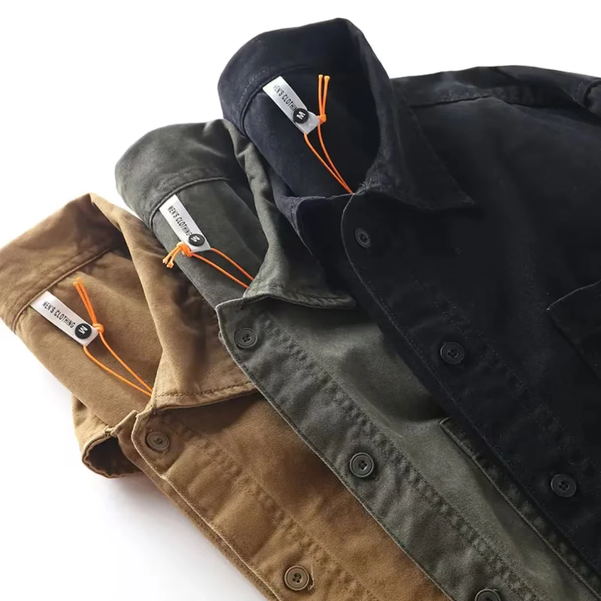 Camisa americana vintage pesada 100% algodão – jaqueta unissex de manga comprida com ajuste relaxado e estilo utilitário retrô