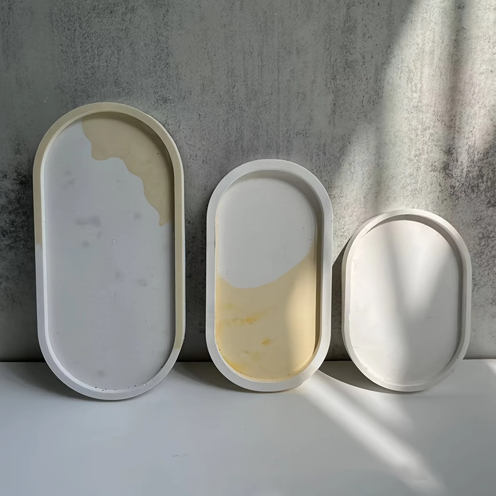 Ovale Silikonformen für Beton, Gips, Ornamente, Schmuck, Epoxidharz und Aufbewahrung mit Schalen-Design – Detail 3