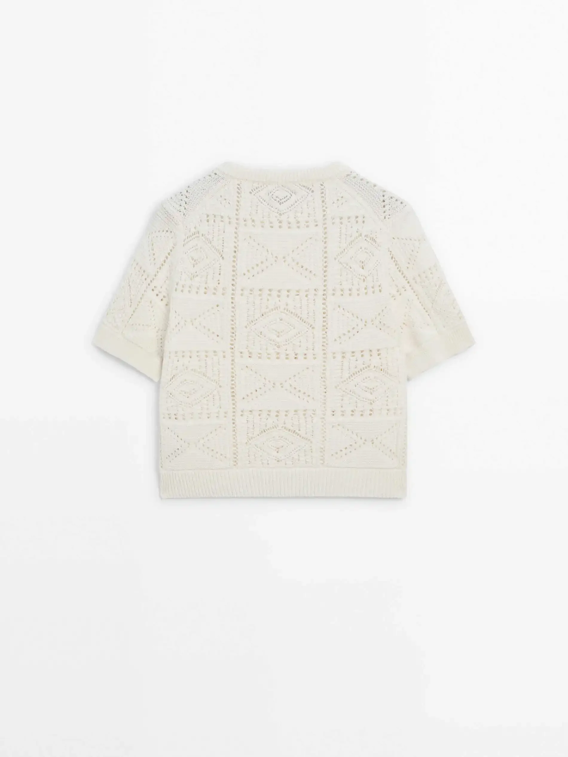 Ethereal costume 2025 massi spring new style of Women's fashion French romantic hollow-out round neck short sleeve knit cardigan