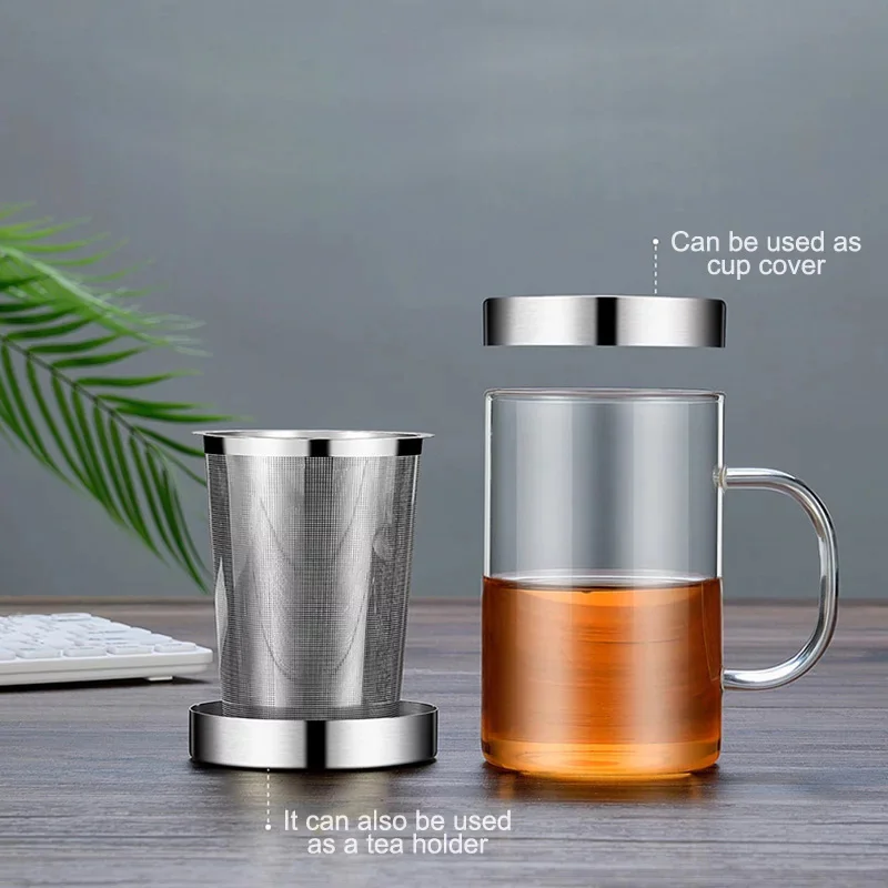 High Borosilicate Glass Coffee Mug Glass Water Bottle Home Insulated Cup with Handgrip Travel Mug Tea Infuser Filter Water Cup