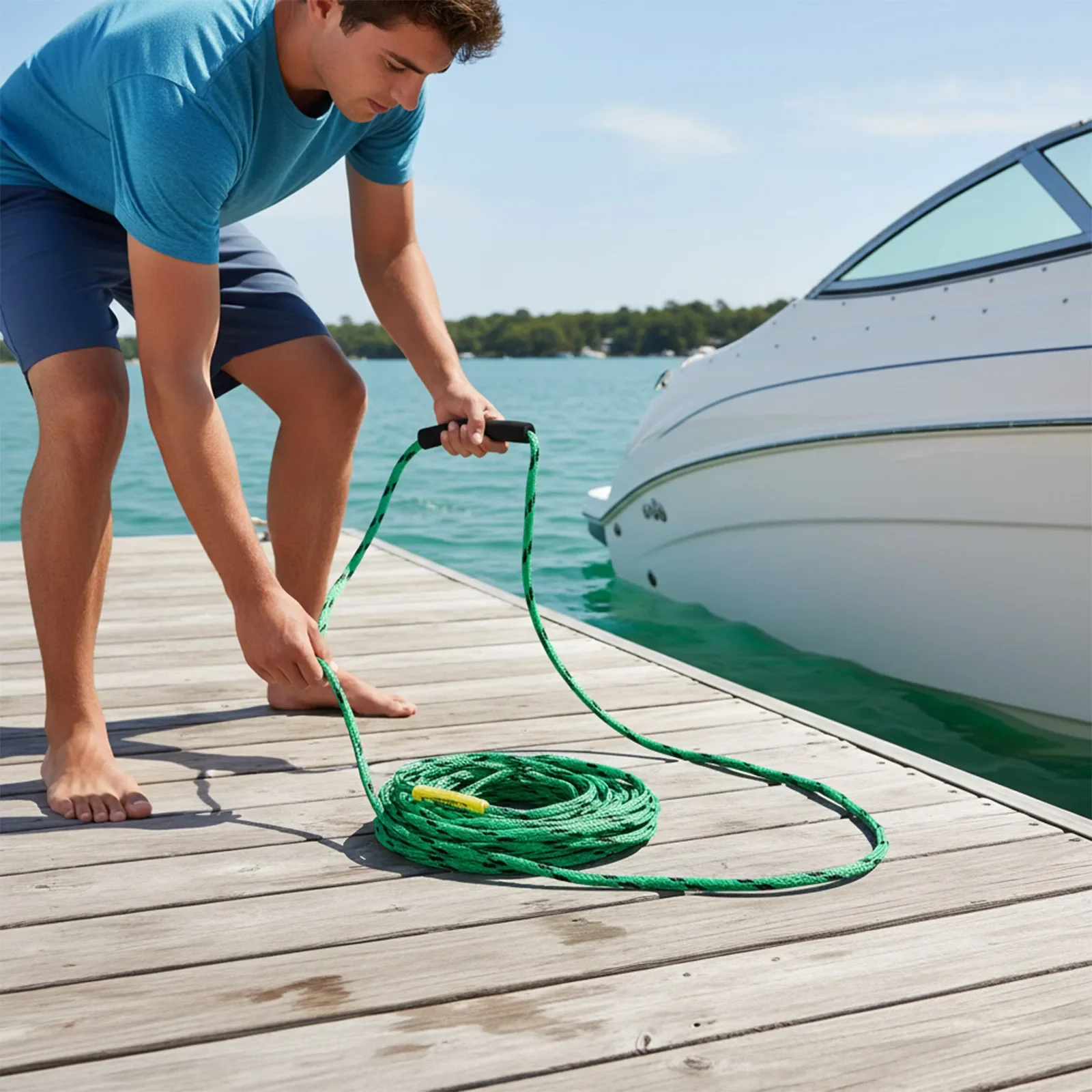 60ft Marine Tow Rope for Tubing 3K Structure with 2600 lbs Capacity for Water Sports Floating Foam Handle Design
