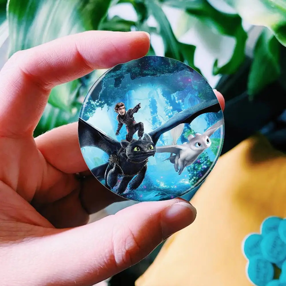 Adventure How To T-Trains Your D-Dragon Creative Pins Funny Faces Round Snap-in Brooch Badge Backpack Accessories Jewelry Gifts